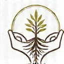 A stylized abstract icon representing interconnected hands or a growing tree, symbolizing purpose, sustainability, and integrity.