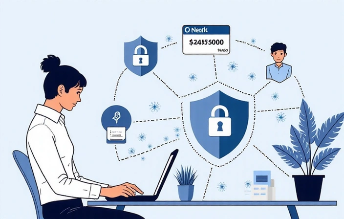 Image of a secure digital lock with data flowing around it, representing data protection.