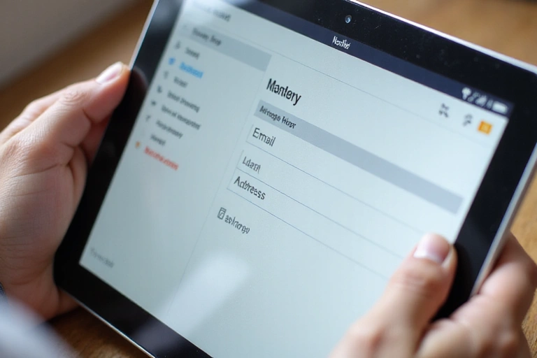 Image of a person filling out an online form on a tablet, illustrating data collection.