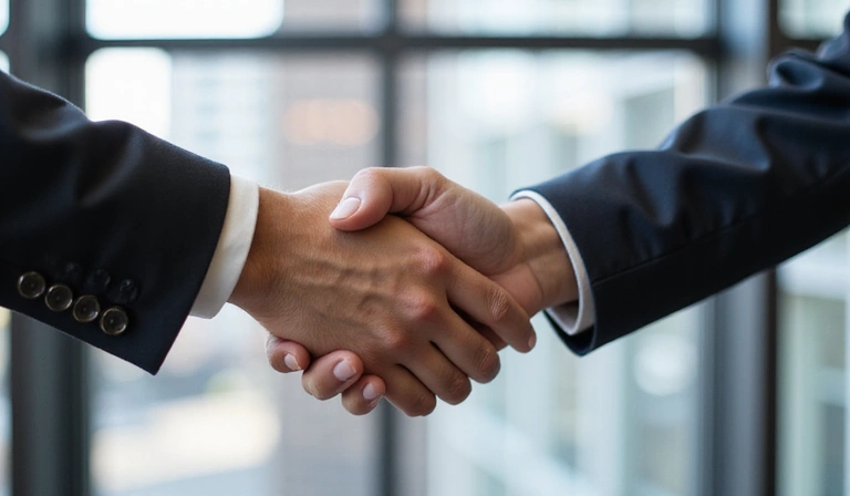 Hand shaking, symbolizing agreement and acceptance of terms